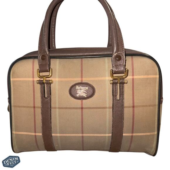 Burberry Boston Autre Marque Nova Check Canvas Beige Bowling Handbag/Purse - Picture 1 of 12